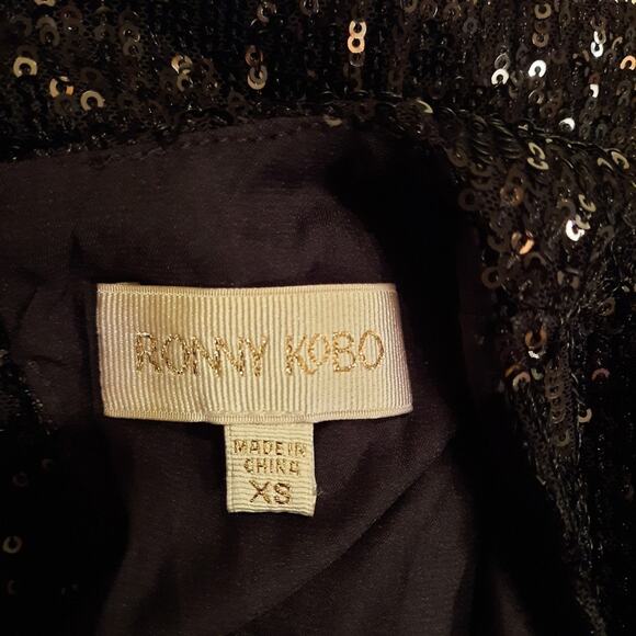 $498 NWT Ronny Kobo Women's Jerry Dress XS Black Sequin Formal Cocktail Party - Picture 5 of 14